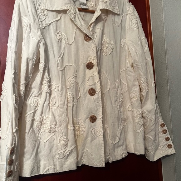 SIMONTON SAYS Ivory Embellished Long Sleeve Jacket‎ Sz S Women - Picture 4 of 6